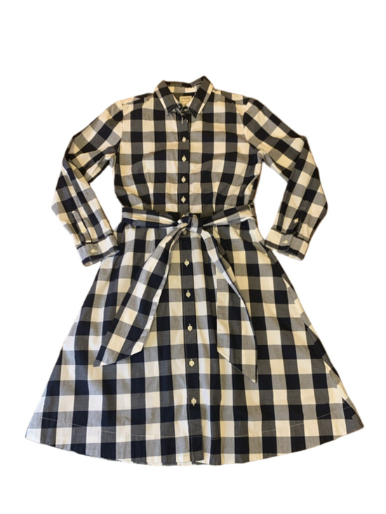 J. Crew Dresses & Skirts - J.Crew Dress Size 4 Navy and White Checkers Button Up Tie Belt